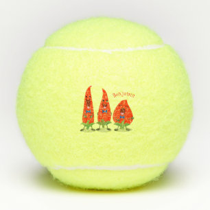 Cute singing chilli peppers cartoon illustration tennis balls