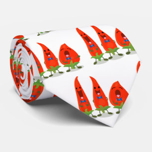 Cute singing chilli peppers cartoon illustration tie