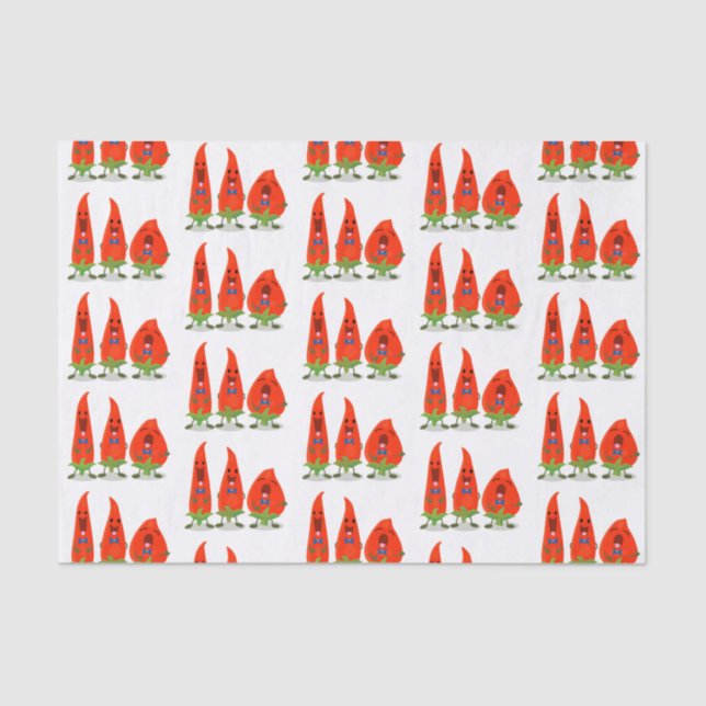 Cute singing chilli peppers cartoon illustration tissue paper (Front)