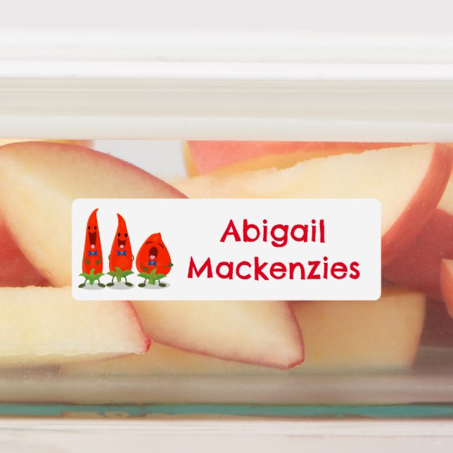 Cute singing chilli peppers cartoon personalised (Affixed)