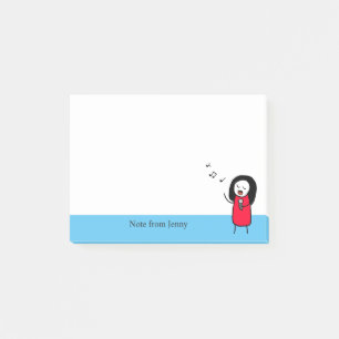 Cute Singing Girl Music Illustration Name Post-it Notes
