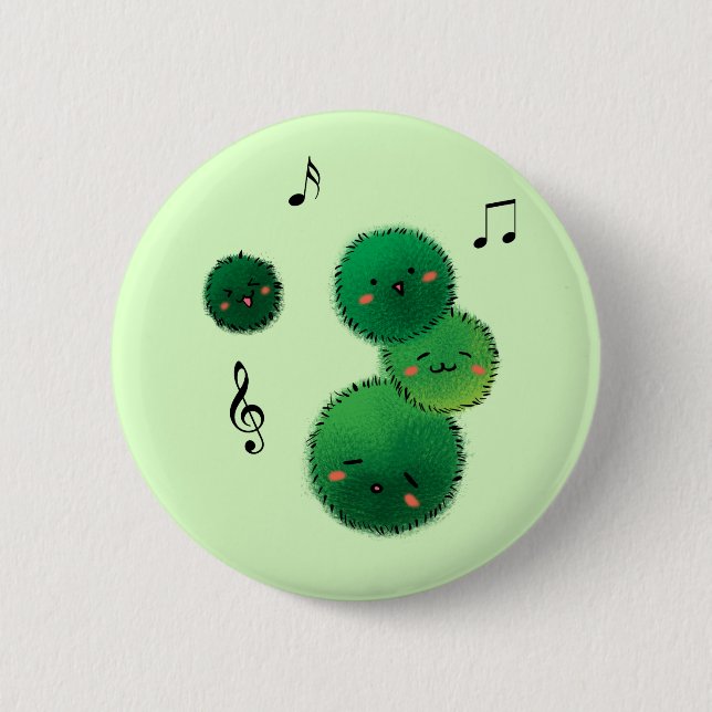 Cute Singing Marimo Moss Stack 6 Cm Round Badge (Front)