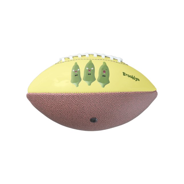 Cute singing okra vegetable cartoon  american football (Rotated 270)