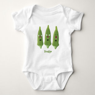 Cute singing okra vegetable cartoon baby bodysuit
