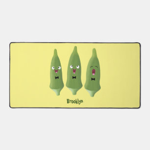Cute singing okra vegetable cartoon desk mat