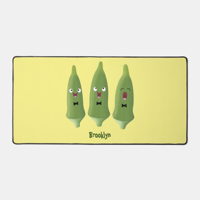 Cute singing okra vegetable cartoon desk mat (Front)