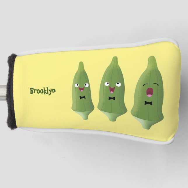 Cute singing okra vegetable cartoon golf head cover (Front)