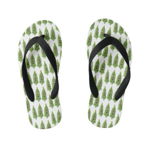Cute singing okra vegetable cartoon kid's flip flops