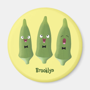 Cute singing okra vegetable cartoon  magnet