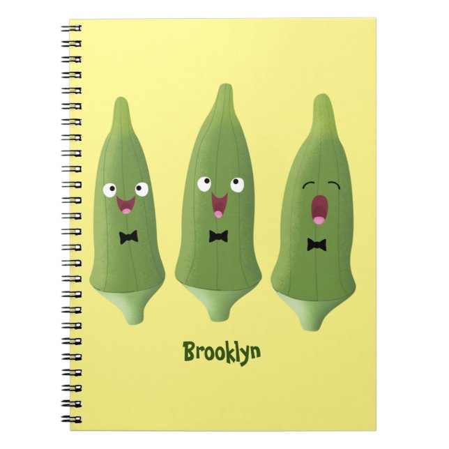 Cute singing okra vegetable cartoon notebook (Front)