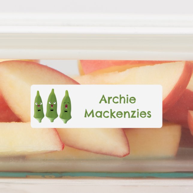 Cute singing okra vegetable cartoon personalised (Affixed)