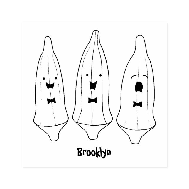 Cute singing okra vegetable cartoon rubber stamp (Imprint)