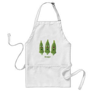 Cute singing okra vegetable cartoon standard apron