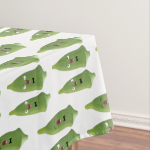 Cute singing okra vegetable cartoon tablecloth