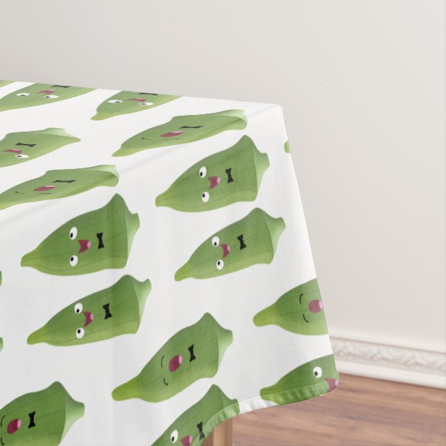 Cute singing okra vegetable cartoon  tablecloth (In Situ)