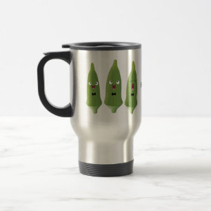 Cute singing okra vegetable cartoon travel mug