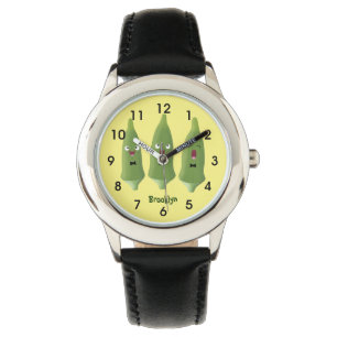 Cute singing okra vegetable cartoon watch