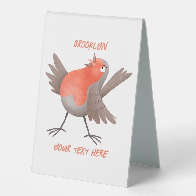 Cute singing robin bird cartoon  (Front)