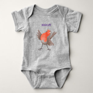Cute singing robin bird cartoon baby bodysuit