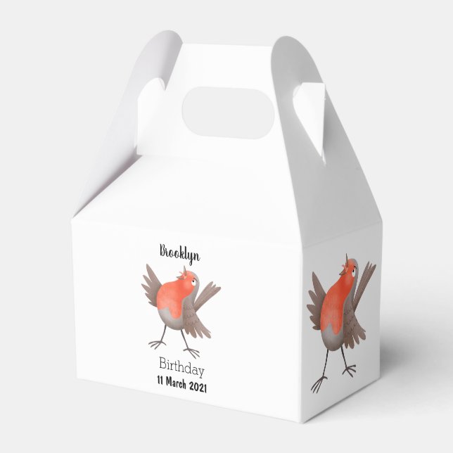 Cute singing robin bird cartoon favour box (Front Side)