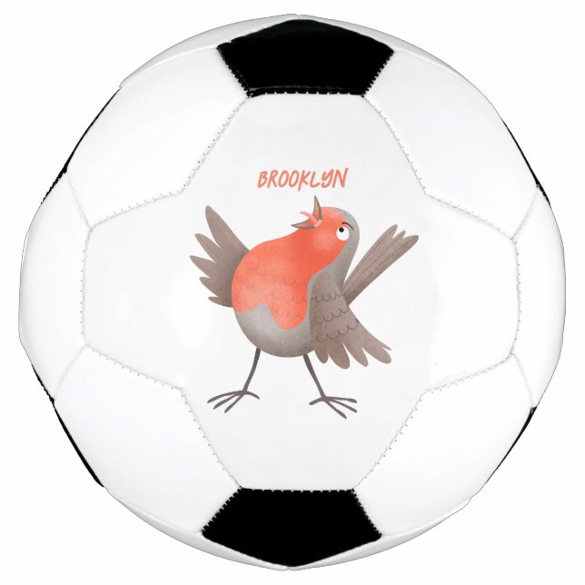 Cute singing robin bird cartoon  football (Front)