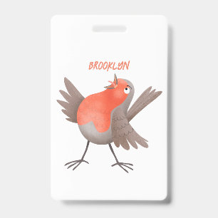 Cute singing robin bird cartoon ID badge