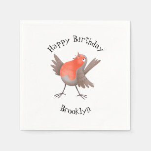 Cute singing robin bird cartoon  napkin