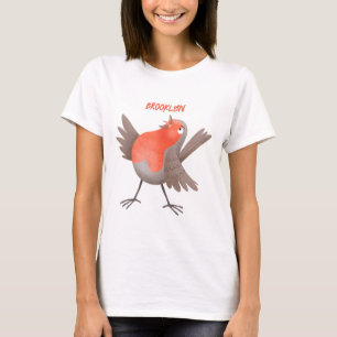 Cute singing robin bird cartoon T-Shirt