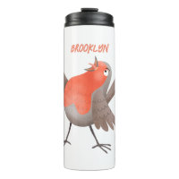 Cute singing robin bird cartoon