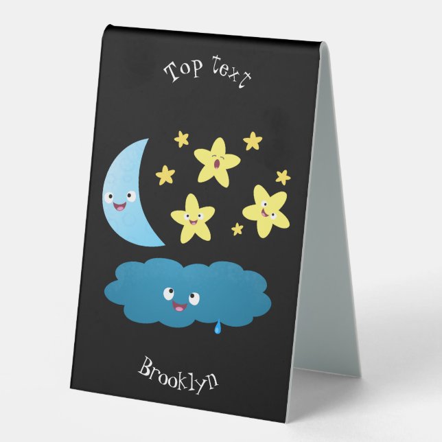 Cute singing stars, moon and cloud cartoon  (Front)