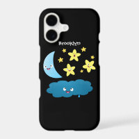 Cute singing stars, moon and cloud cartoon