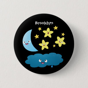 Cute singing stars, moon and cloud cartoon 6 cm round badge