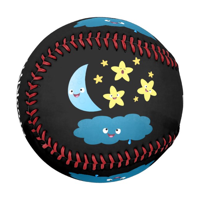 Cute singing stars, moon and cloud cartoon baseball (Front Left)