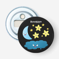 Cute singing stars, moon and cloud cartoon