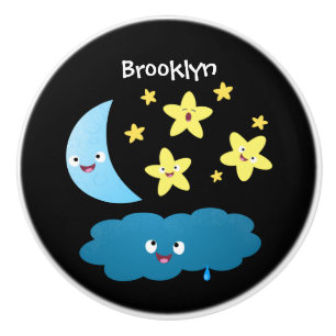 Cute singing stars, moon and cloud cartoon ceramic knob