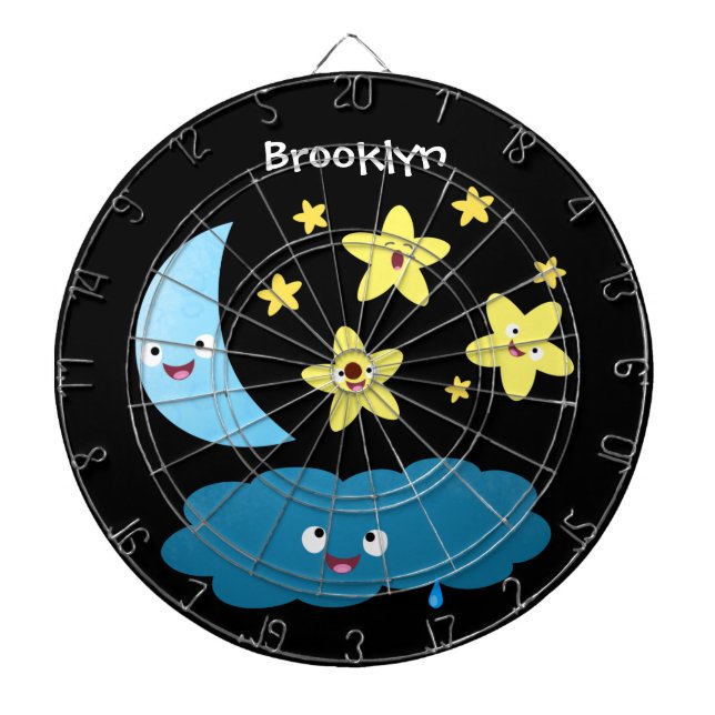 Cute singing stars, moon and cloud cartoon dartboard (Front)