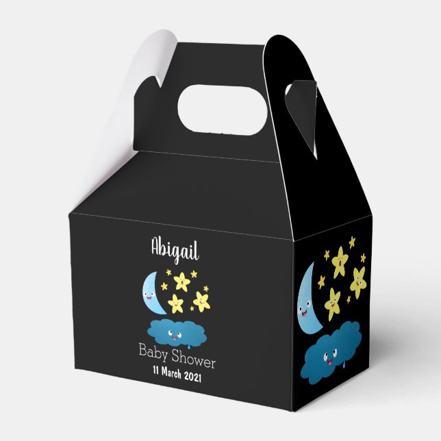 Cute singing stars, moon and cloud cartoon favour box (Front Side)