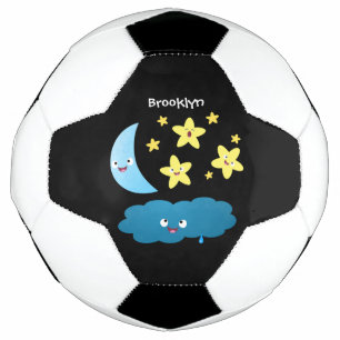 Cute singing stars, moon and cloud cartoon football