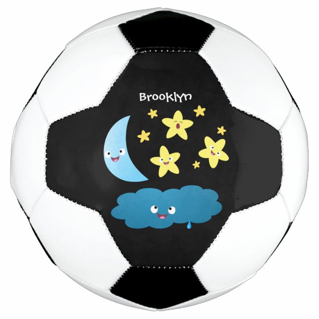 Cute singing stars, moon and cloud cartoon football (Front)