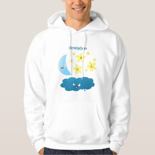 Cute singing stars, moon and cloud cartoon hoodie