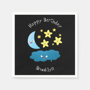Cute singing stars, moon and cloud cartoon napkin
