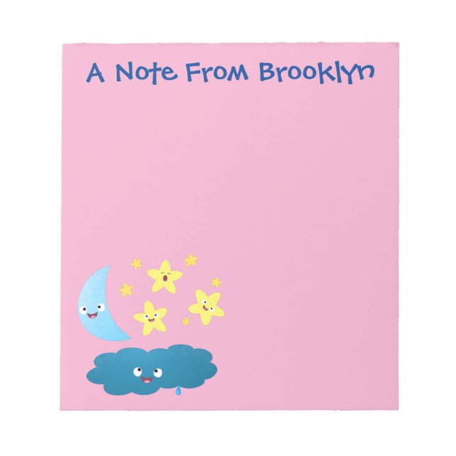 Cute singing stars, moon and cloud cartoon notepad (Front)