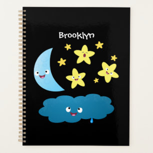 Cute singing stars, moon and cloud cartoon planner
