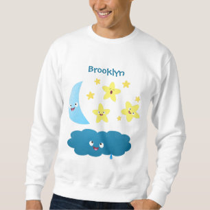 Cute singing stars, moon and cloud cartoon sweatshirt