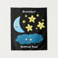Cute singing stars, moon and cloud cartoon