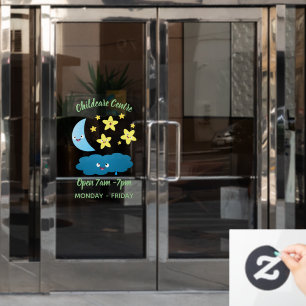 Cute singing stars, moon and cloud cartoon window cling