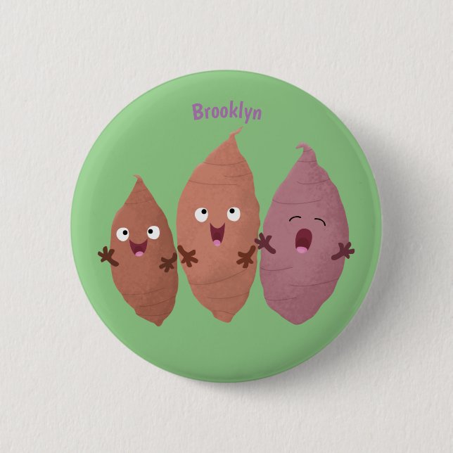 Cute singing sweet potatoes cartoon vegetables 6 cm round badge (Front)