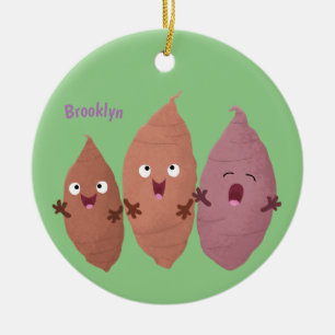 Cute singing sweet potatoes cartoon vegetables ceramic tree decoration