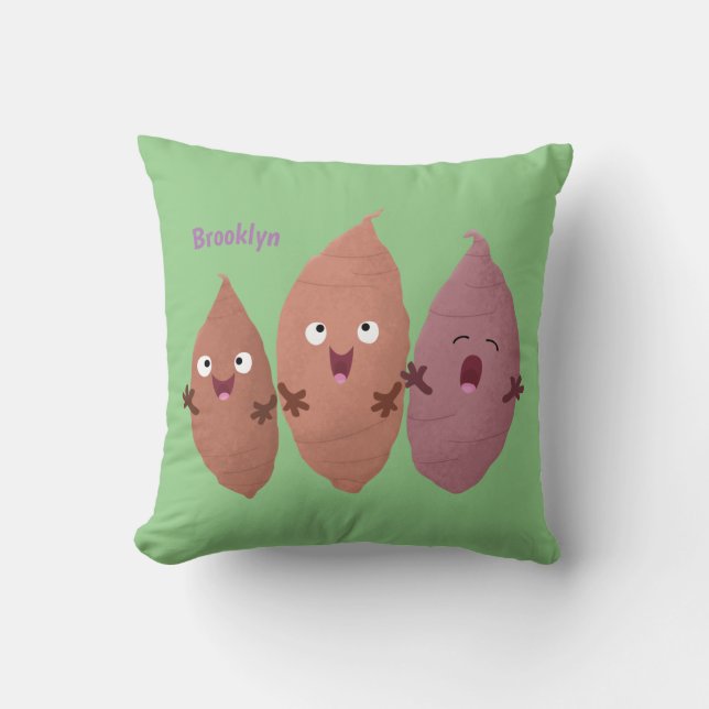 Cute singing sweet potatoes cartoon vegetables cushion (Front)