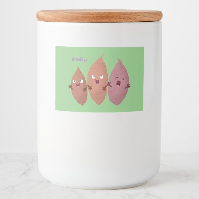 Cute singing sweet potatoes cartoon vegetables food label (Front)